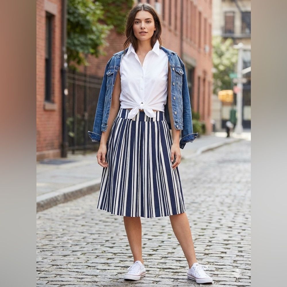 St. John Striped Pleated Skirt – Size 8